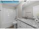 Clean bathroom with granite countertop and a shower/tub combo at 642 Mckee St, Albemarle, NC 28001