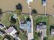 Bird's-eye view of lakefront property and neighborhood at 8158 Mountain Shore Dr, Sherrills Ford, NC 28673