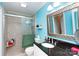 Bathroom with teal walls, granite countertop, and a shower/tub combo at 3540 Highway 324 Hwy, Rock Hill, SC 29732
