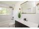 Modern bathroom featuring a soaking tub and updated vanity at 9519 Feldbank Dr, Charlotte, NC 28216