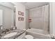 Clean bathroom with granite countertop, tub and shower at 140 Tanner Loop, Troutman, NC 28166