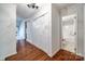 Simple bathroom with a shower/tub combo and hardwood floors at 806 Bridgewood Dr, Rock Hill, SC 29732