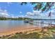 Lakefront property with sandy beach, dock, and gazebo at 459 Kenway Loop, Mooresville, NC 28117