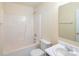 Clean bathroom with shower/tub combo and vanity at 8228 Weeping Fig Ln, Charlotte, NC 28215