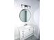 Bathroom with vanity, round mirror, and shower at 1022 W C St, Kannapolis, NC 28081