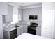 Modern kitchen with gray cabinets, stainless steel appliances, and white quartz countertops at 1022 W C St, Kannapolis, NC 28081