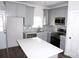 Modern kitchen with gray cabinets, stainless steel appliances, and white quartz countertops at 1022 W C St, Kannapolis, NC 28081