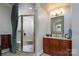 Elegant bathroom with a large shower, vanity with storage and updated fixtures at 178 Stonebridge Dr, New London, NC 28127