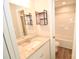 Bathroom with granite countertop and shower/tub combo at 3722 Windy Pine Nw Ln, Hickory, NC 28601