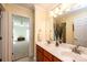 Double vanity bathroom with access to bedroom and additional bathroom at 3905 Granite St, Terrell, NC 28682