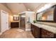 Elegant bathroom with double vanity, large shower, and granite countertops at 3905 Granite St, Terrell, NC 28682