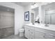 Double vanity bathroom with a walk-in shower and closet at 107 Jameson Park Dr # 3, Troutman, NC 28166