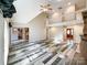 Two-story great room with hardwood floors and fireplace at 3018 Castlebrook Dr, Monroe, NC 28112
