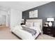 Spacious primary bedroom with plush bedding and en-suite bathroom access at 3865 Maxwell Henry Nw Ln, Conover, NC 28613