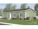 Ranch style home with green siding, white trim and landscaping at 229 Sailwinds Rd, Mooresville, NC 28115