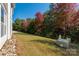 Landscaped backyard with trees and stone border at 45014 Wigeon Ln # 100, Indian Land, SC 29707