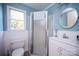 Bathroom with shower, toilet and white vanity at 1111 & 1075 Turkey Creek Ridge Rd, York, SC 29745