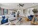 Open concept living room with hardwood floors and access to the kitchen at 15002 Caspian Way, Charlotte, NC 28278