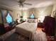 Bedroom with double bed, vintage TV, and ample closet space at 16409 Silver Rd, Oakboro, NC 28129