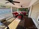 Relaxing screened porch with red wicker furniture at 104 Cardinal Ave, New London, NC 28127