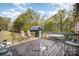 Deck with backyard access and storage shed view at 131 E Branch Ave, Shelby, NC 28152