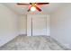 Bedroom with ceiling fan and large closet at 2926 Englewood Dr, Shelby, NC 28150