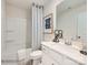 Simple bathroom with a shower/tub combo and striped curtain at 4468 Potters Wheel Dr, Fort Mill, SC 29715