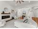 Bright living room features a fireplace, hardwood floors, and ample natural light at 108 Augusta Ln, Shelby, NC 28150
