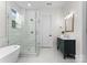 Spa-like bathroom with soaking tub, walk-in shower, and stylish vanity at 108 Augusta Ln, Shelby, NC 28150