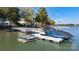 Private boat dock with personal watercraft and boat lift at 102 Eastham Ct, Mooresville, NC 28117