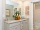 Modern bathroom with double vanity and amber glass vases at 4484 Potters Wheel Dr, Fort Mill, SC 29715