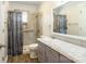 Updated bathroom with walk-in shower and modern vanity at 961 Shallowbrook Dr, Chester, SC 29706