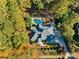 House with pool and driveway, surrounded by lush trees in the fall at 4628 River Oaks Rd, Clover, SC 29710