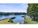 Aerial view of lakefront property with expansive lake views and private dock at 364 Catalina Dr, Mooresville, NC 28117