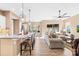 Open floor plan with kitchen island and light living room at 131 Chimney Rock Ct, Denver, NC 28037