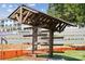 Wooden pavilion structure with seating at 7113 Brookview Ln, Sherrills Ford, NC 28673