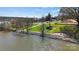 Aerial view of lakefront firepit and walking path at 7117 Brookview Ln, Sherrills Ford, NC 28673