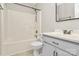 Simple bathroom with a single vanity and tub shower at 3172 Merritt Ln, Lancaster, SC 29720