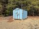 Blue storage shed on gravel lot with trees in background at 36245 Nugget Rd # 2, New London, NC 28127