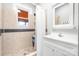 Clean bathroom with shower/tub combo and white vanity at 3635 Tryon Courthouse Rd, Cherryville, NC 28021