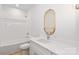 Charming bathroom with a single vanity, oval mirror, and bathtub at 106 Pinecrest Dr, Shelby, NC 28152