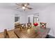 Dining area with wooden table and chairs, open to the kitchen and bedroom at 627 Brevard St, Statesville, NC 28677