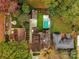 Property overview showing house, pool, and surrounding landscape at 1401 Heather Ln, Charlotte, NC 28209