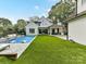 Stunning backyard oasis featuring a sparkling pool and lush lawn at 1401 Heather Ln, Charlotte, NC 28209