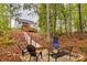 Fire pit seating area nestled in a wooded backyard at 18568 Mainsail Ct, Lancaster, SC 29720