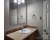 Bathroom with vanity, mirror, and neutral color scheme at 129 Burning Ln, Stony Point, NC 28678