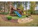 Large backyard with playground set at 472 Barber Loop, Mooresville, NC 28117