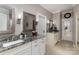 Elegant bathroom with granite double vanity and large shower at 479 Club Dr, Stanley, NC 28164