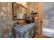 Charming bathroom with artistic walls, unique vanity, and vessel sink at 2224 Taylor Rd, Shelby, NC 28152