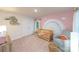 Bedroom with rainbow wall art and plenty of space for a crib at 4356 Bronze Blvd, Sherrills Ford, NC 28673